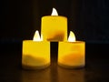 Yellow led filament candlelightÃÂ lamp with black background ,Traditional festival lamp diya during a festival celebration on Guja